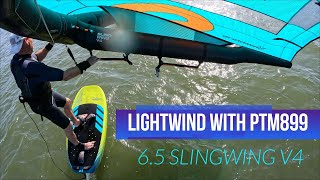 Lightwind wing foiling the Slingshot PTM899 and the 6.5 Slingwing V4