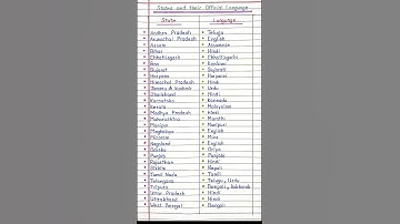 All States and their Official Language ||