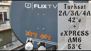 Настройка на 2 спутника Express AM6 53°E + Türksat 3A /4A/5B 42° E