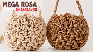 Bolsa de Crochê Mega Rosa em Barbante Duplo: Passo a Passo 😍🧶 Mais Fácil de Fazer do que Parece!