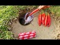 New Fishing Method With Sausage & Chili Catch Fishes From Hole | Unbelievable Fishing
