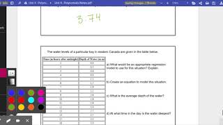 Math 30-2 Lesson 4.6 Sinusoidal Regressions (Rushed)