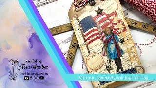 Patriotic Musical Junk Journal Tag