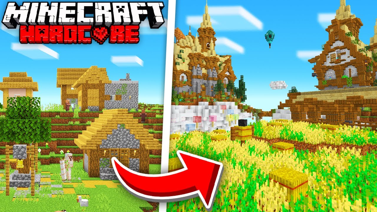 I Built a SKY VILLAGE in Minecraft Hardcore! YouTube