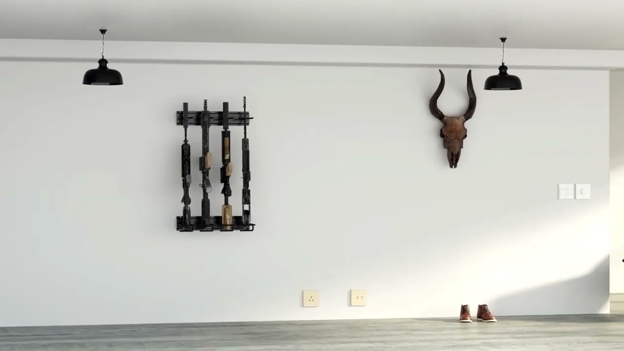 Upbci DIY Gun Rack, Upgrade Heavy Duty Steel Gun Rack Wall Mount---4/8 Slot Gun Rack