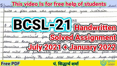BCSL 21 Solved Assignment 2021-22 | IGNOU BCA 2nd Second semester BCSL021 Handwritten Assignment 021