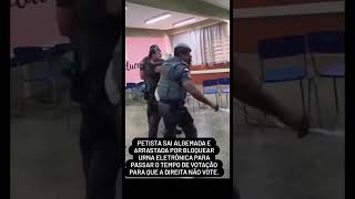 Petista louca sai algemada da votação...