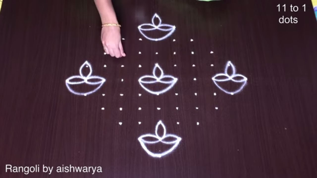 11 Dots Diwali Ki Rangoli