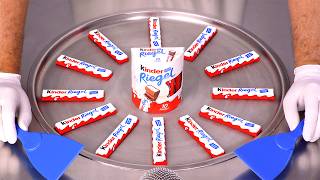 ม้วนไอศกรีม KINDER CHOCOLATE BAR ขนาดใหญ่ | ASMR (ไม่พูด)