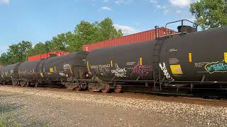 K623 with double bnsf and intermodal with two csx, q008 meet at cold water road.