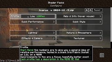 Icarus Shaders -Menus / Progress / What