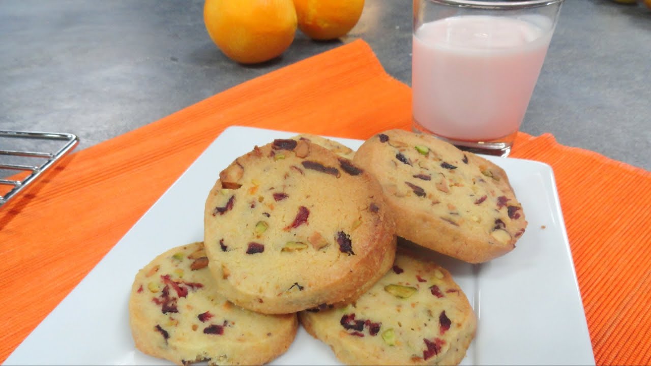 How to Make Pistachio Cranberry Shortbread Cookies Flavored with Orange Video Recipe by Bhavna | Bhavna