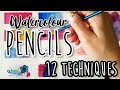 How to Use Watercolour Pencils for Beginners - 12 Techniques Tutorial