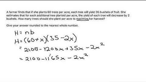 Calculus - A farmer finds that if she plants 60 trees per acre... (see note in description)