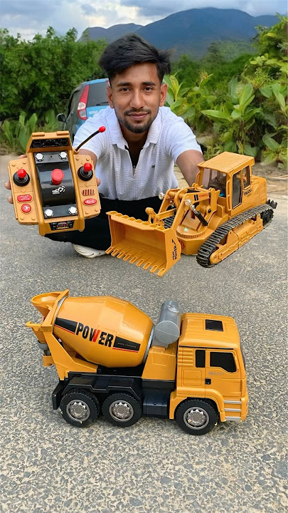 RC Bulldozer and Remote wala Cement Mixer Truck 🔥