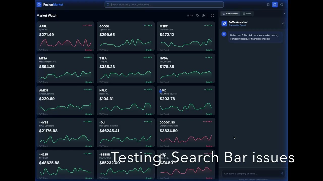 Google AntiGravity Demo: Testing a Stock Market App (UI Bugs, Search, New Feature)