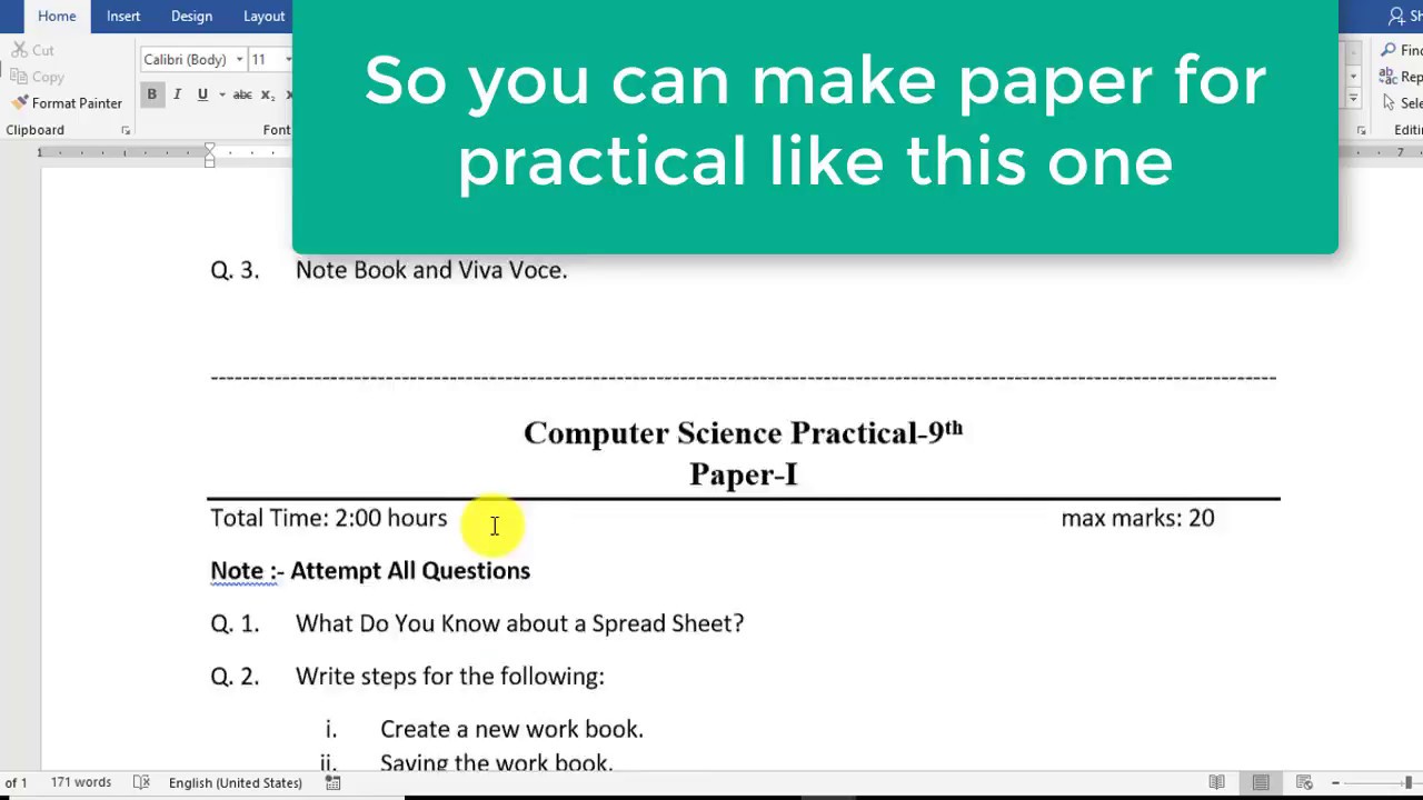 how-to-type-question-paper-in-ms-word-for-practical-note-book-youtube