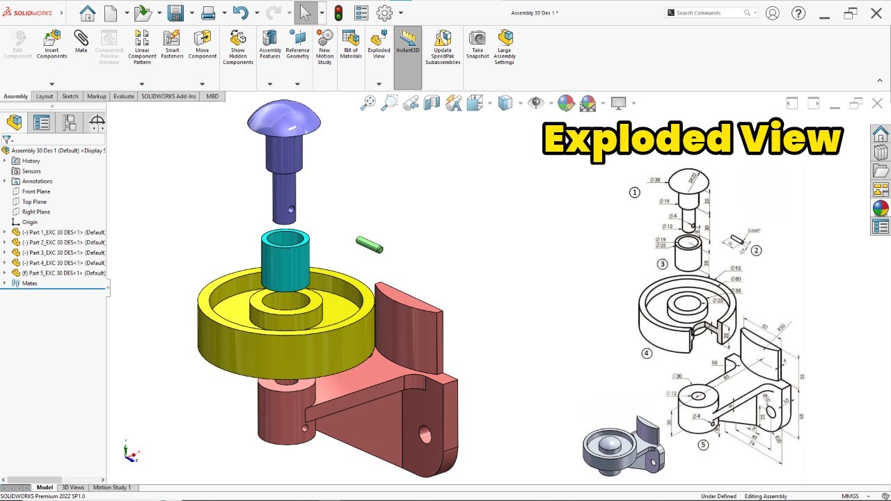 Полный учебник SolidWorks: от моделирования деталей до взрывной сборки