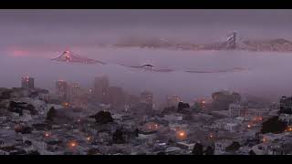 Stable Diffusion video created by animating the scale parameter (San Francisco in the fog).