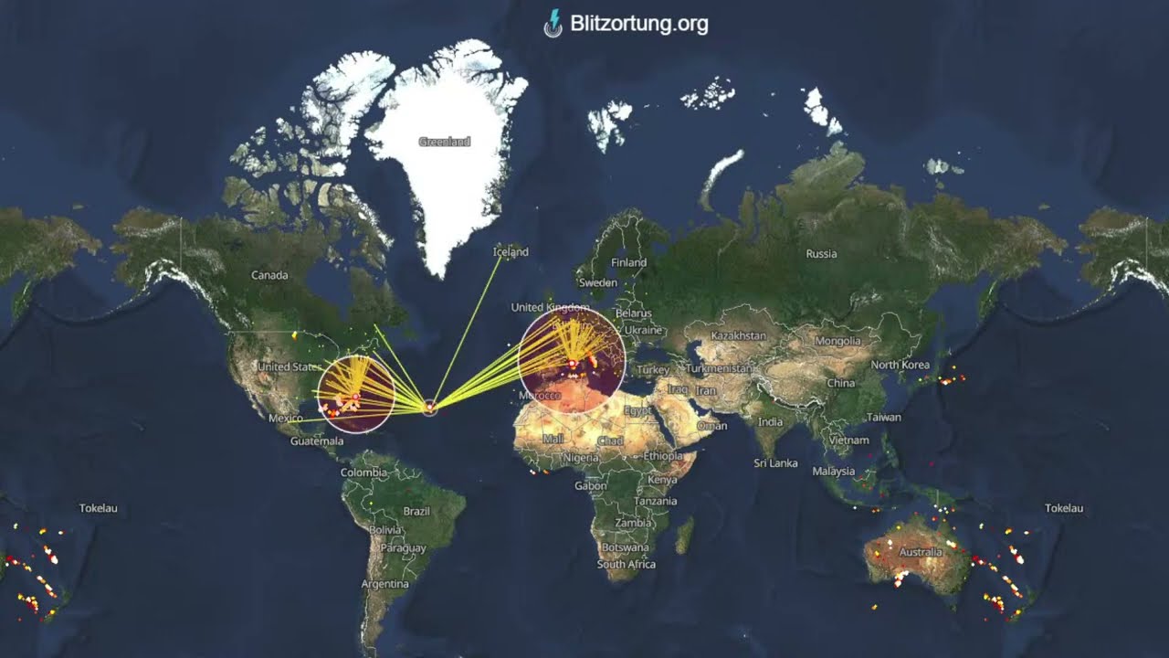 Live Lightning Strike In Real Time powered by Blitzortung.org