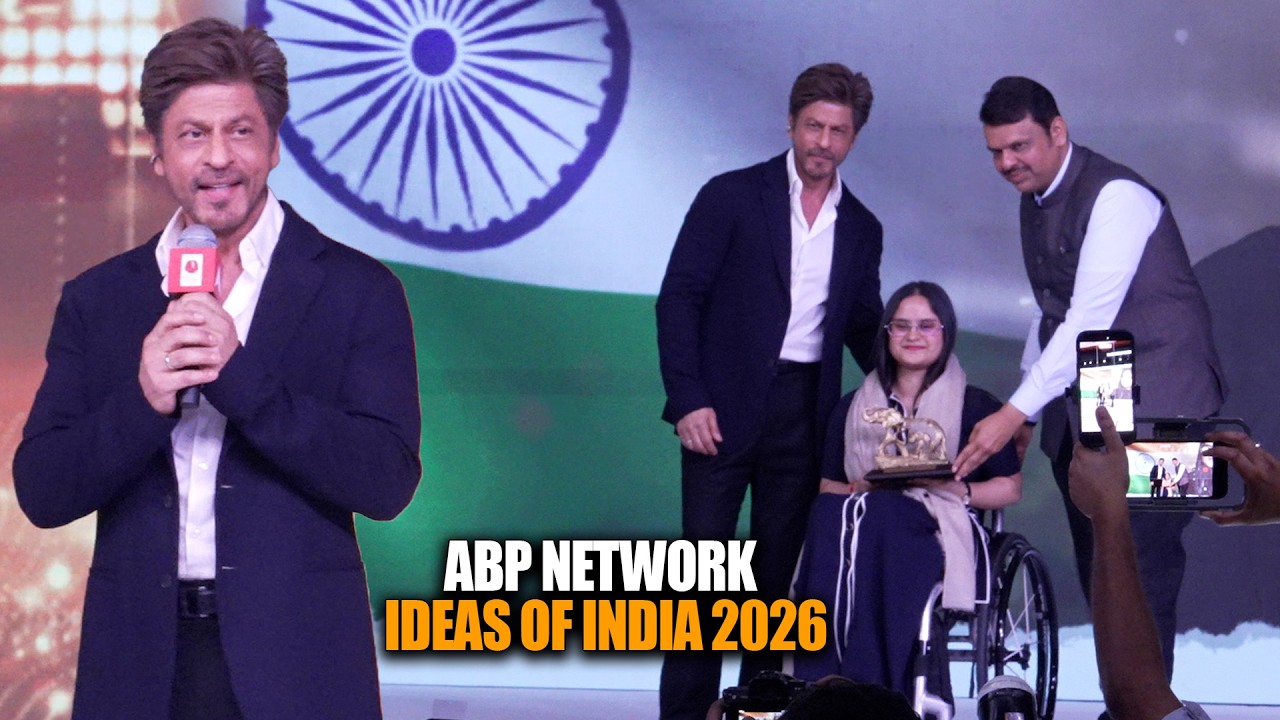 Shahrukh Khan & CM of Maharashtra Devendra Fadnavis Arrives At Abp Network Ideas Of India 2026