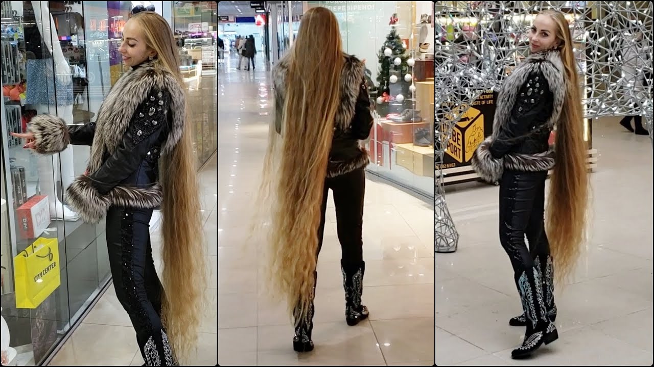 Blonde Rapunzel in Shopping Mall! - 10 Minutes of Alena