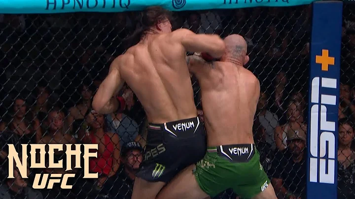 Diego Lopes drops Jean Silva with spinning elbow en route to TKO win at #NocheUFC | ESPN MMA