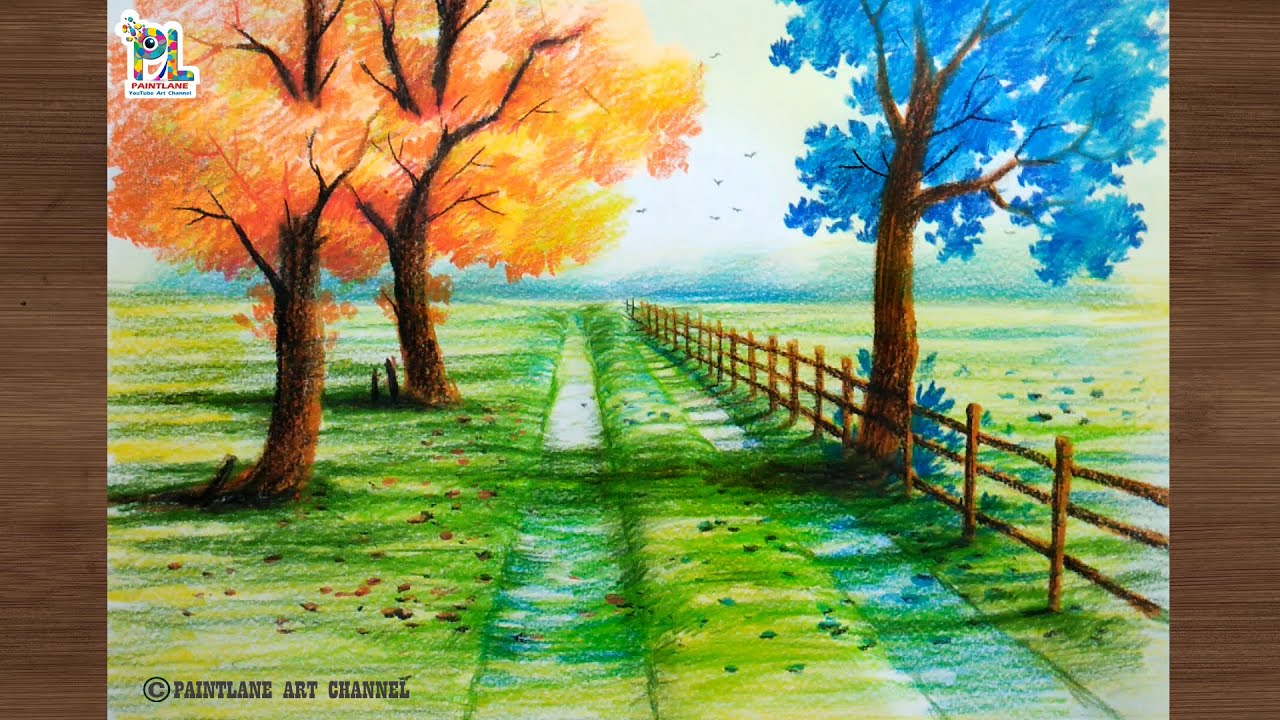 Simple landscape coloring with color pencils with easy pencils strokes -  YouTube