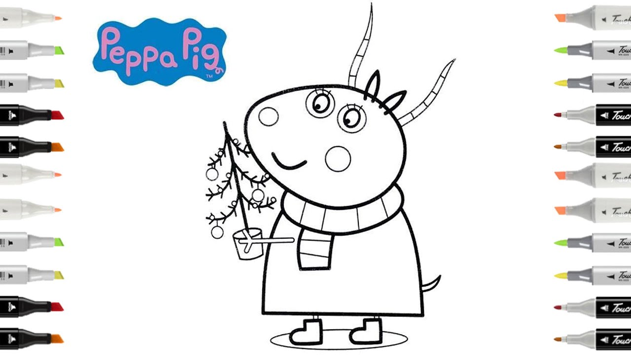 Peppa Pig Madam Gazelle Christmas Coloring Page - YouTube