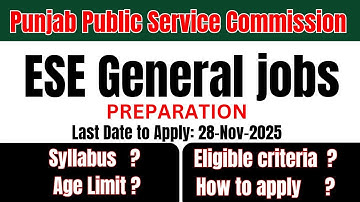 ESE General Jobs 2025 | PPSC Labour & Human Resource Department | Last Date 28 Nov | Full Prep Guide
