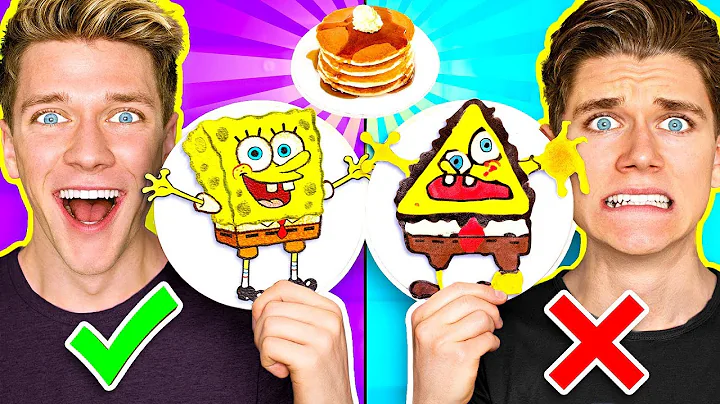 PANCAKE ART CHALLENGE 3!!! Learn How To Make Spong...