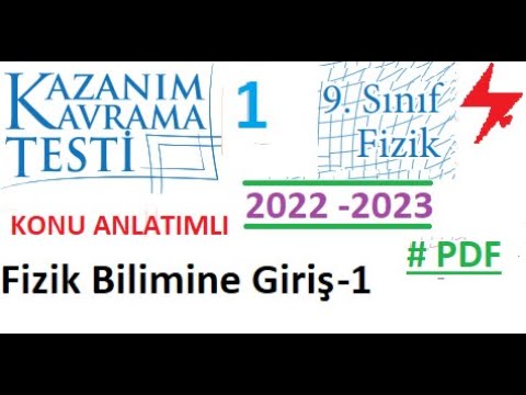 Fizik Bilimine Giriş 1 | 9. Sınıf | 2022 2023 | MEB Kazanım Testleri 1 | Fizik | 2022 | PDF