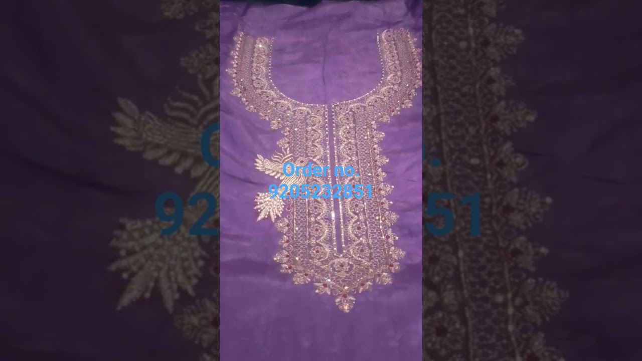 beautiful glass organza suit with handwork n zari work