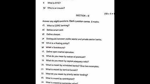 S4 Banking & Insurance Previous Year Question Paper|Kerala University