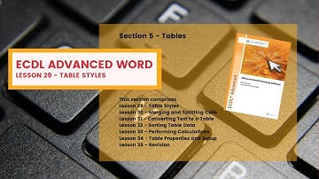 ECDL Advanced Word Lesson 29 Table Styles