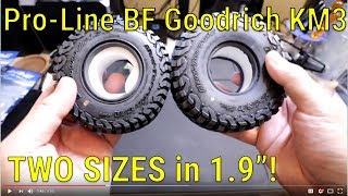 Pro-Line BF Goodrich KM3 1.9 Tires Normal vs Class 1 - Unboxing and Size Comparison