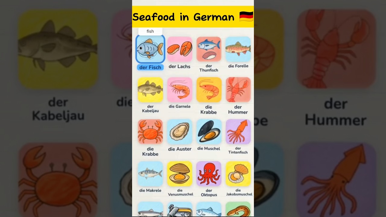 Seafood in German 🇩🇪 |German Vocabulary Easily  