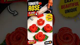 🌹 Tomato Rose in 1 Minute! Easy Food Decoration Hack 🍅 #shortvideo #satisfying #viralshorts