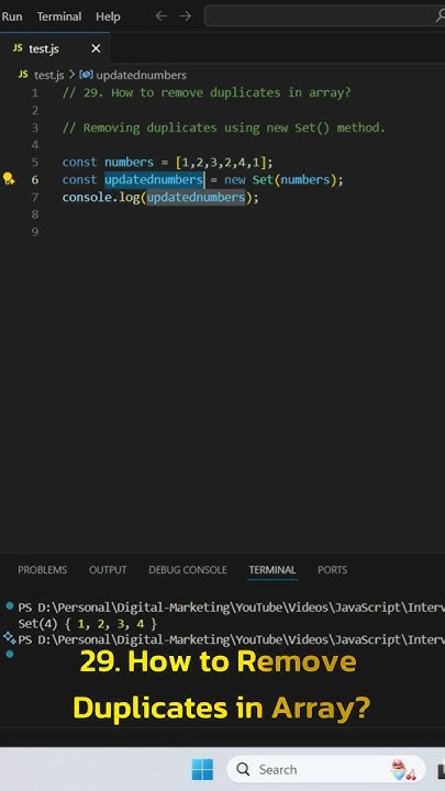 Remove Duplicates from Array in 1 Line! | JavaScript Trick #shorts ...