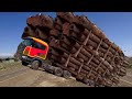 Dangerous Idiots Monster Logging Wood Truck Driving Skills, Heavy Equipment Truck Driving Fails