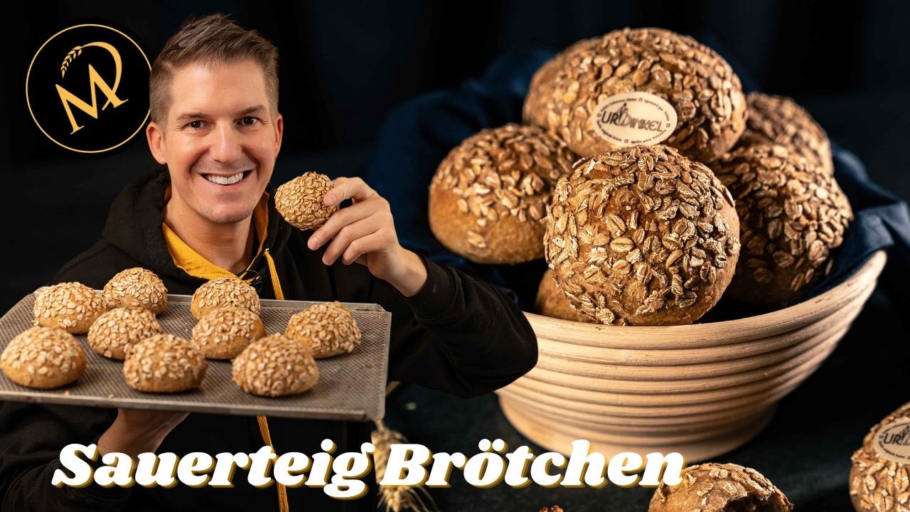 Dinkel Sauerteig Brötchen mit Übernachtgare – UrDinkelbrötchen mit Flocken