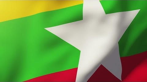 4K Burma flag waving in the wind. Looping sun rises style. Animation loop Stock video