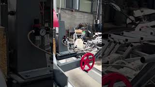 Cutting large wooden log into thick timber boards using automatic circular saw machine in factory