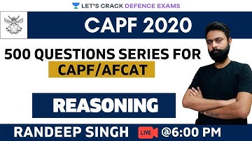 500 Questions Series (Part-4) | Reasoning | Target CDS/CAPF/AFCAT/NDA 2020-2021 | Randeep Singh