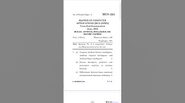 MCS 224 Artificial intelligence and Machine learning june 2025 #ignou #pyq #exam #mca #bca
