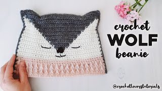 CROCHET WOLF BEANIE: how to crochet wolf hat in all sizes! step-by-step tutorial