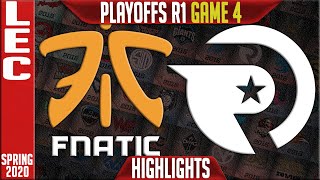 FNC vs OG Highlights Game 4 | LEC Spring 2020 Playoffs Round 1 | Fnatic vs Origen G4