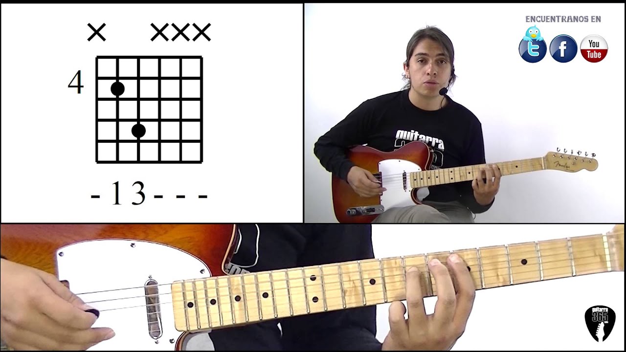 Clase 5: Acordes, ejemplo: LA mayor 4a y 5a en la Guitarra Eléctrica.  Guitarra 365 - YouTube