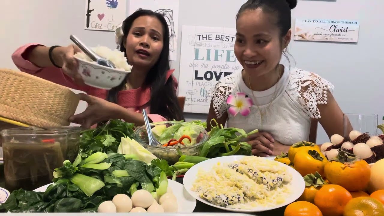 Come eat with us! #mukbang ASMR. Spicy fish 🐟 jeow dipping sauce!!!🥵🌶️#laofood #thaiisaanfood #fypシ