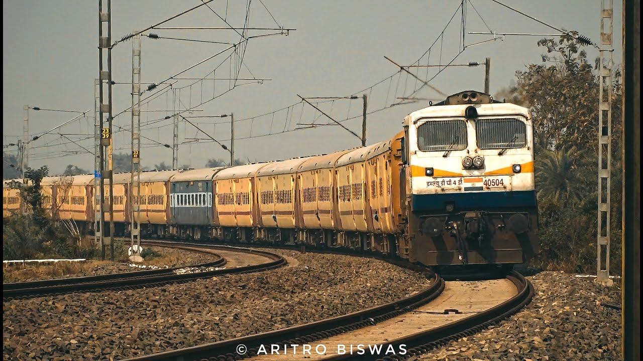 High speed train cruising on a huge curve loud honking & humming